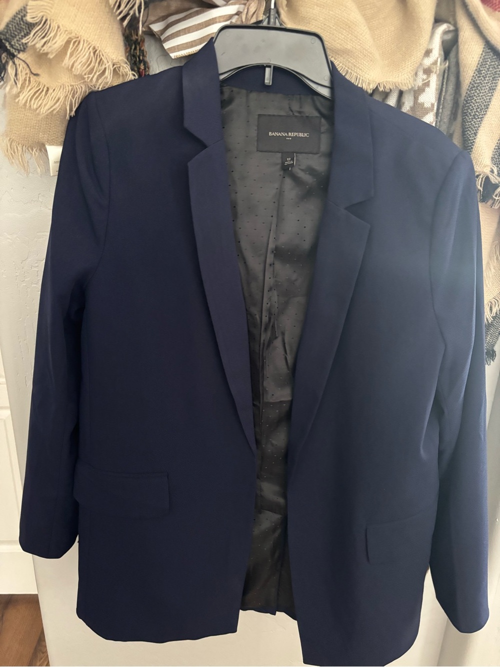 Banana Republic Navy Blue Women's Blazer - Tailored Open Front